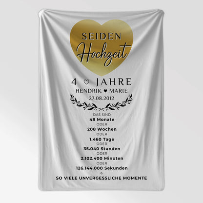 Personalisierte Decke Geschenk 4 Hochzeitstag Seidenhochzeit