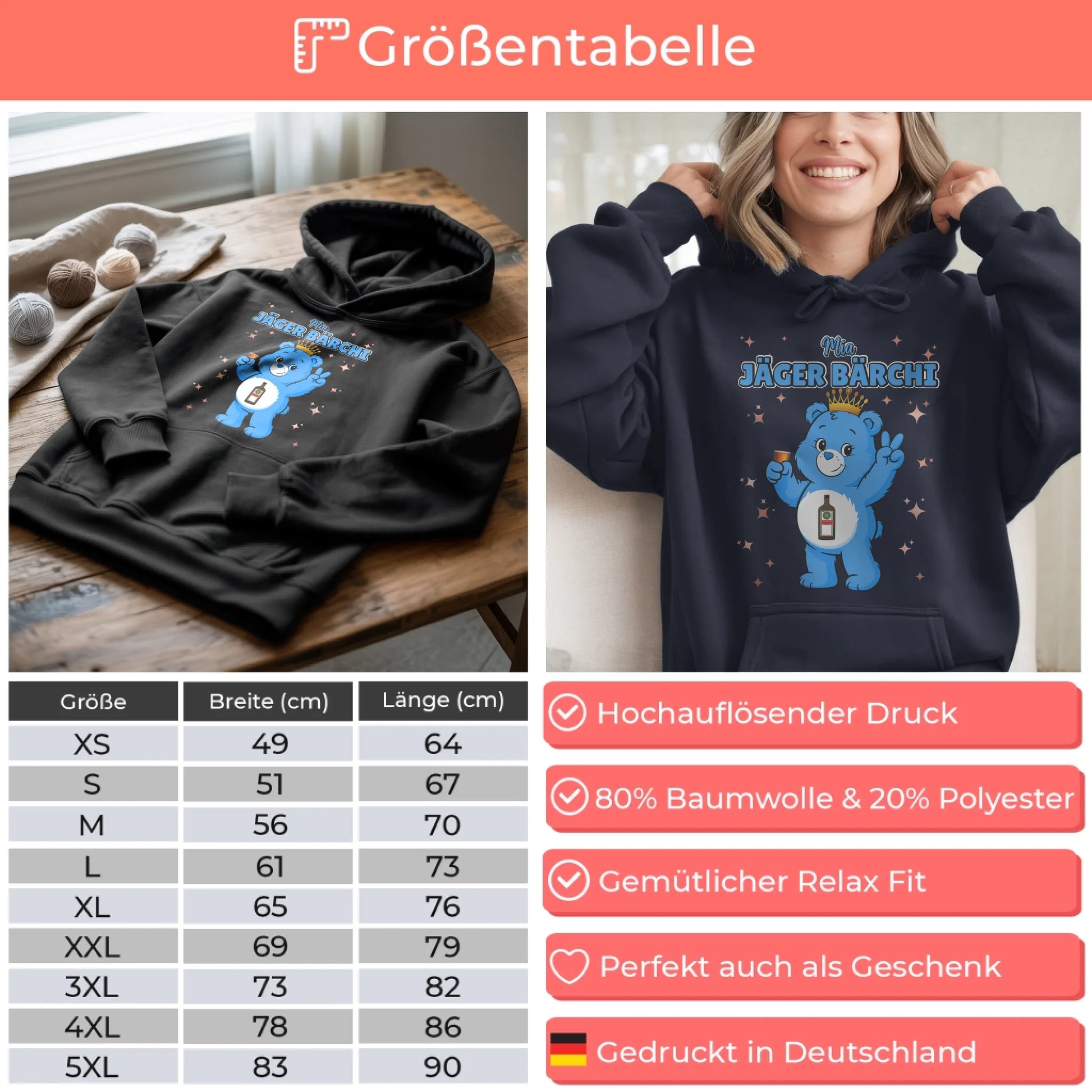 Sauf Bärchi Hoodie Jäger Bärchi Saufbärchi Hoodie für JGA und Party 4