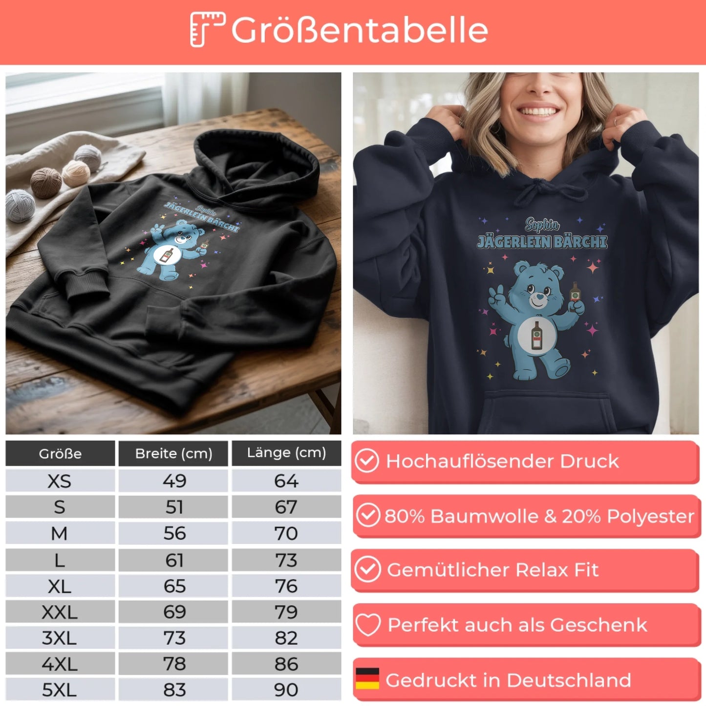 Lustiger Hoodie Sauf Bärchi Jägerlein Bärchi Sauf Bärchi JGA Hoodie 4
