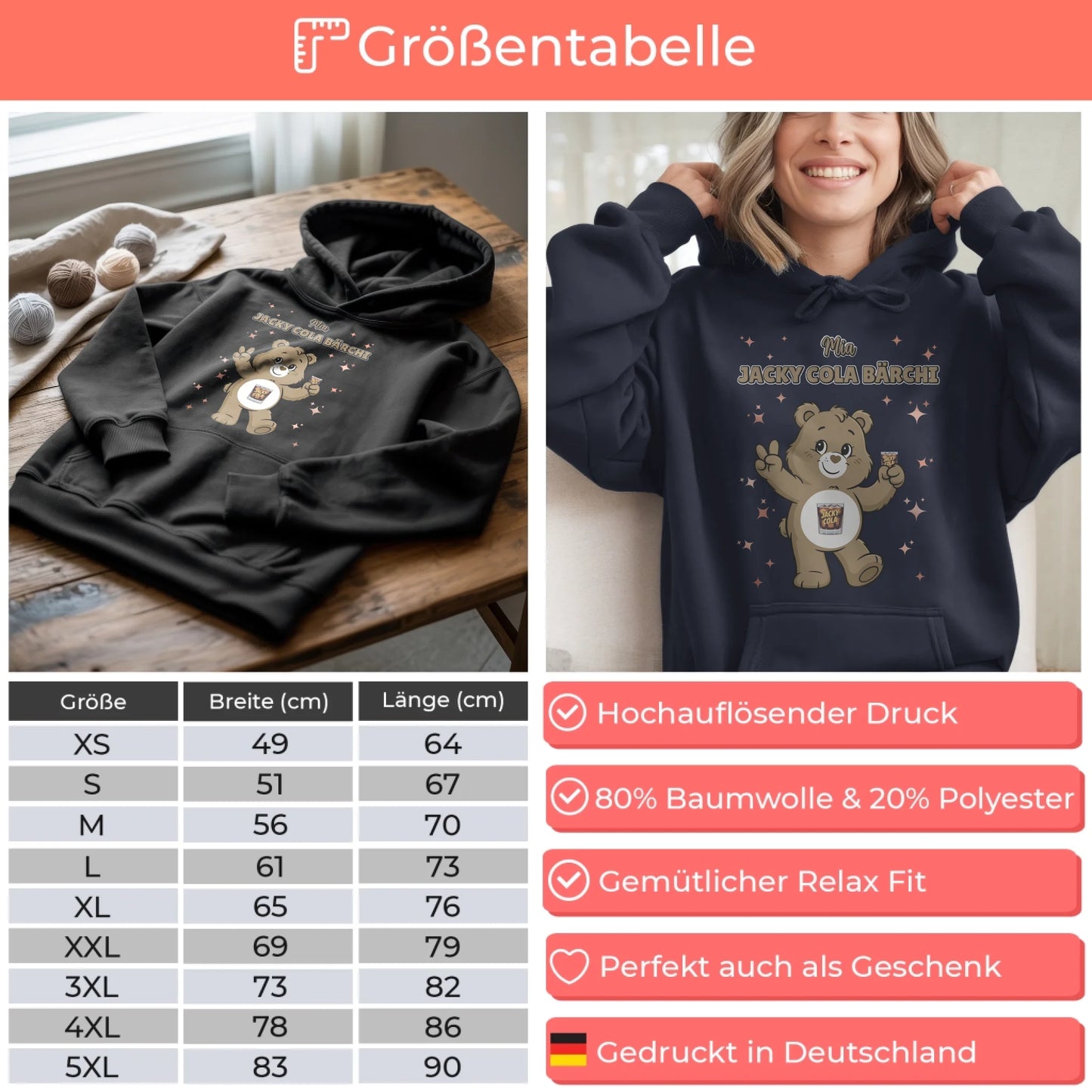 Saufbärchi Hoodie Jacky Cola Bärchi Sauf Bärchi Lustiger Hoodie für JGA 4
