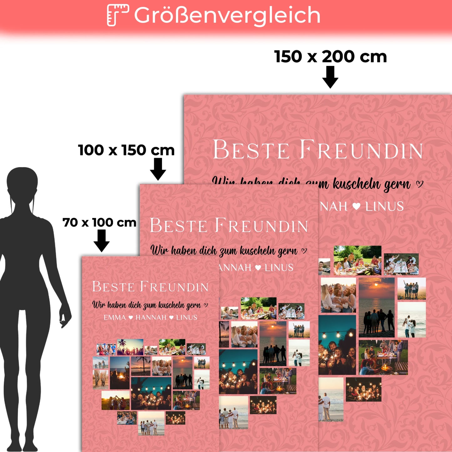 Kuscheldecke Personalisiert Beste Freundin Fotocollage Zum Kuscheln gern