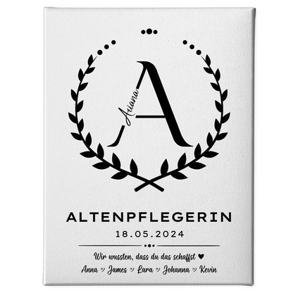 Geschenk Abschluss Ausbildung Altenpflegerin Leinwand 1
