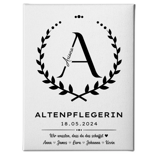 Geschenk Abschluss Ausbildung Altenpflegerin Leinwand 1