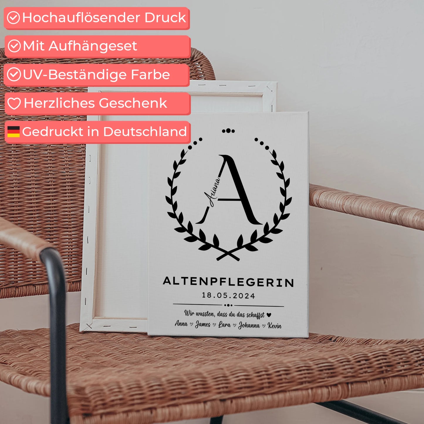 Geschenk Abschluss Ausbildung Altenpflegerin Leinwand 5