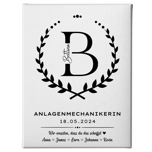 Ausbildungsabschluss Geschenk Anlagenmechanikerin Leinwand 1