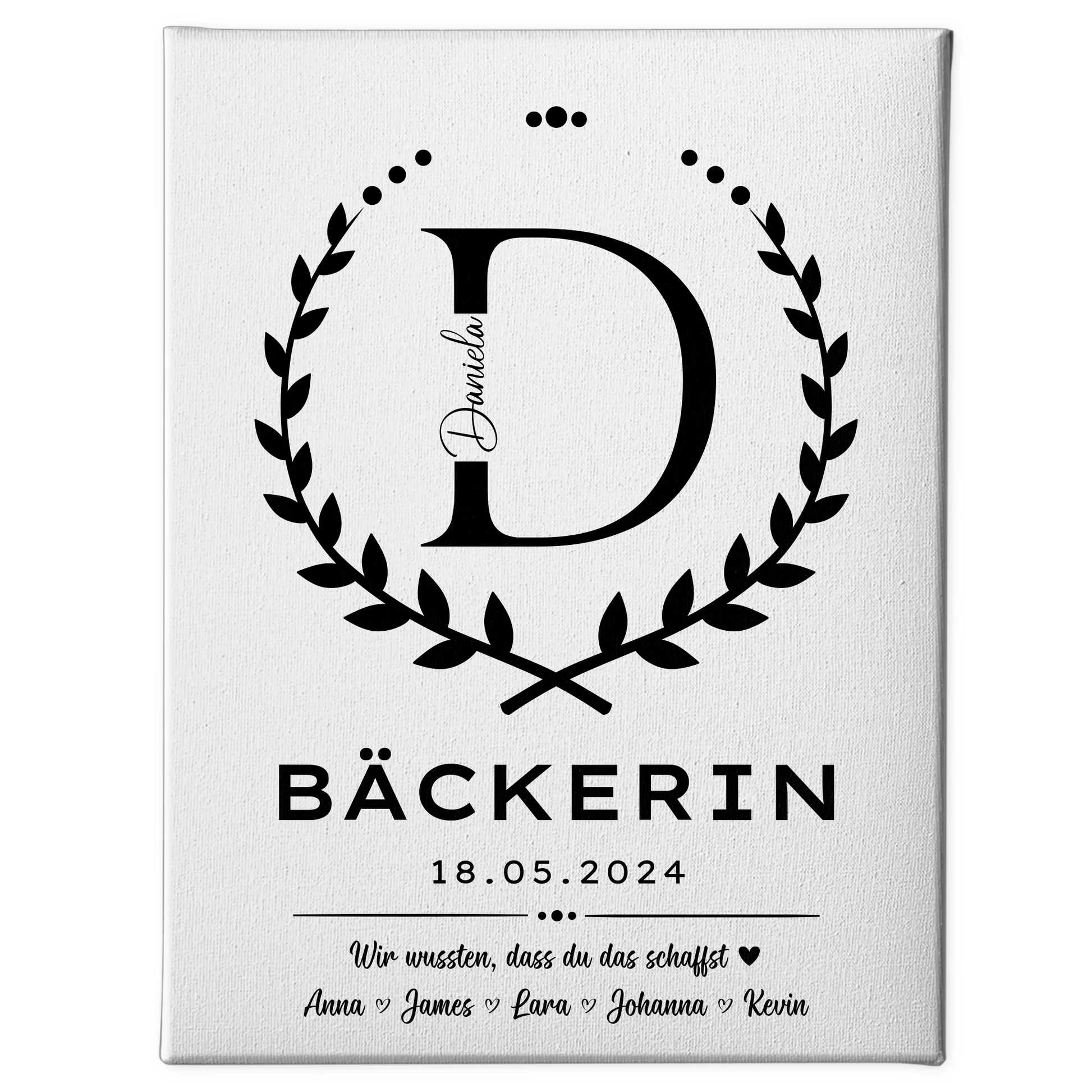 Geschenk Abschluss Ausbildung Bäckerin Leinwand 1