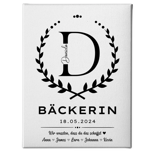 Geschenk Abschluss Ausbildung Bäckerin Leinwand 1