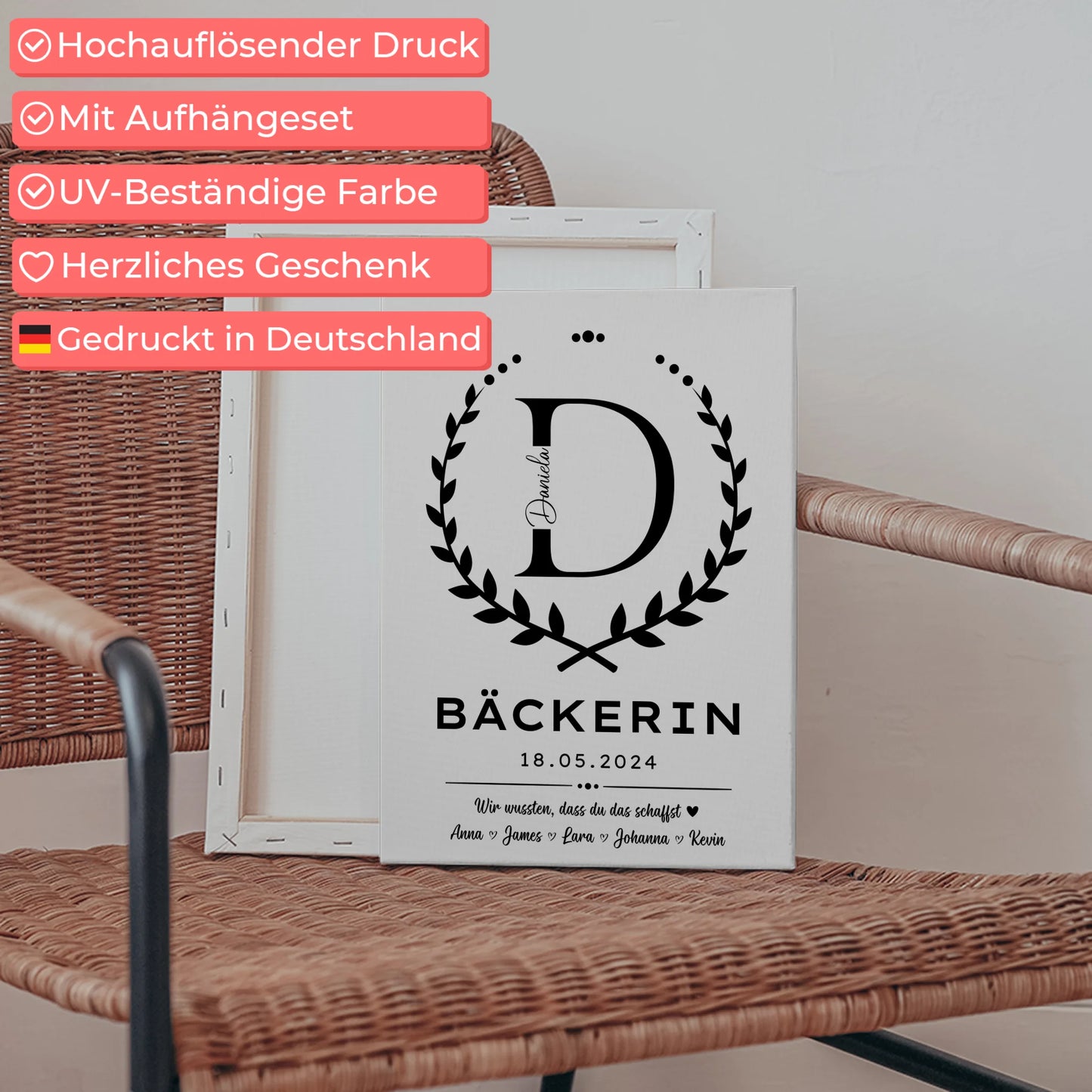 Geschenk Abschluss Ausbildung Bäckerin Leinwand 5