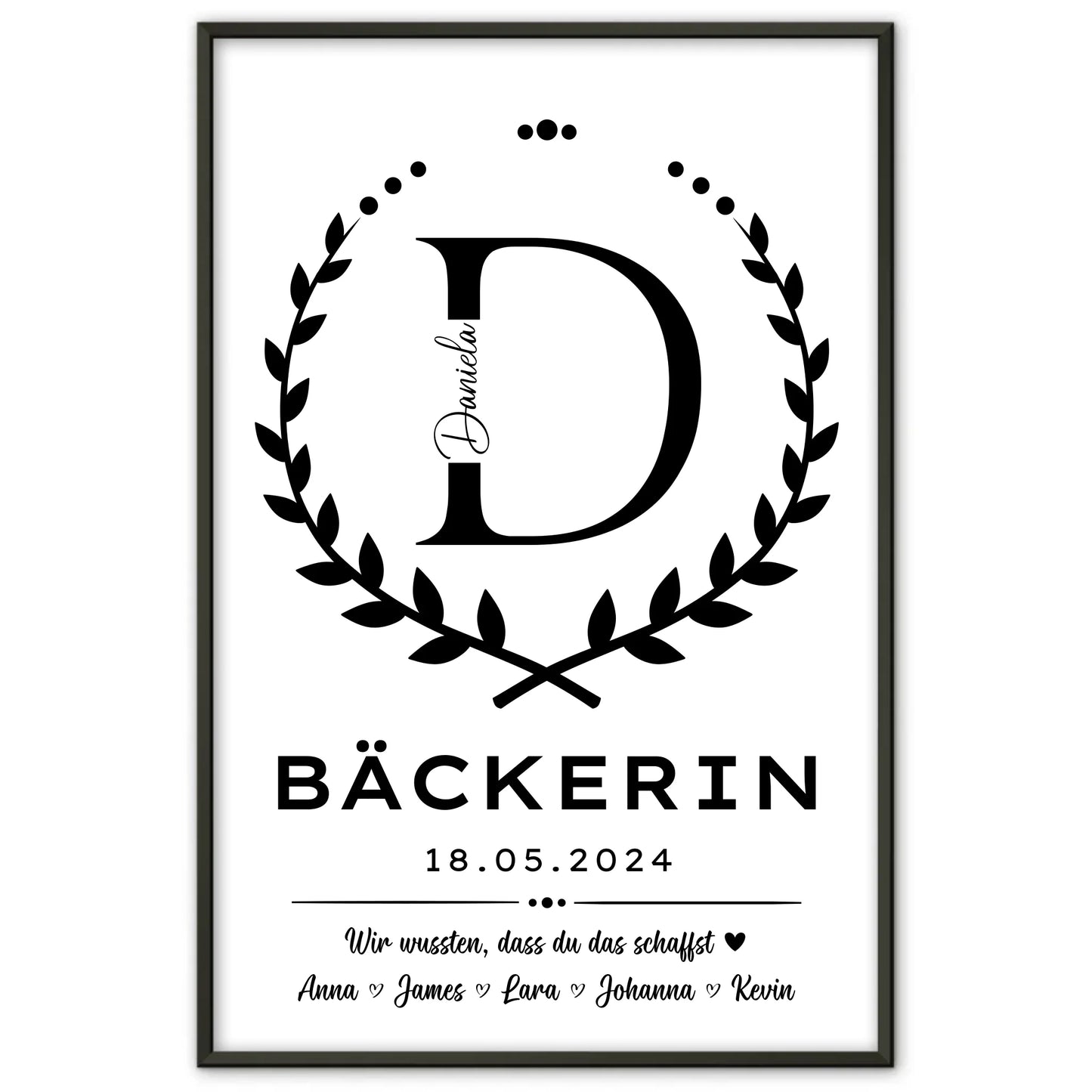 Individuelles Poster Geschenk Abschluss Ausbildung Baeckerin