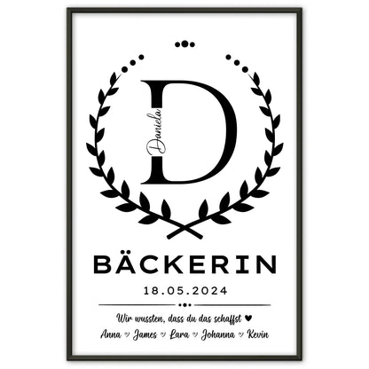 Individuelles Poster Geschenk Abschluss Ausbildung Baeckerin