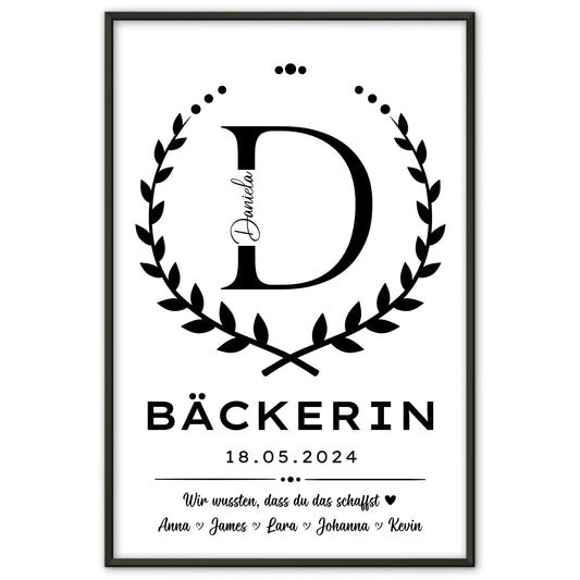 Individuelles Poster Geschenk Abschluss Ausbildung Baeckerin