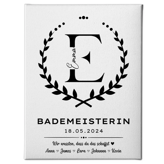 Ausbildungsabschluss Geschenk Bademeisterin Leinwand 1