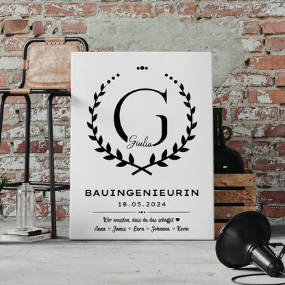 Geschenk Abschluss Ausbildung Bauingenieurin Leinwand 4