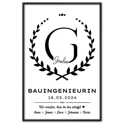 Geschenk Abschluss Ausbildung Poster Bauingenieurin