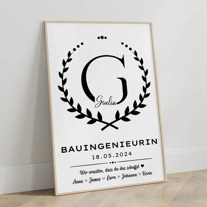 Geschenk Abschluss Ausbildung Poster Bauingenieurin