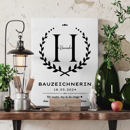 Ausbildungsabschluss Geschenk Bauzeichnerin Leinwand 3