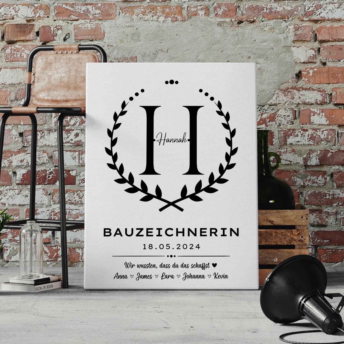 Ausbildungsabschluss Geschenk Bauzeichnerin Leinwand 4