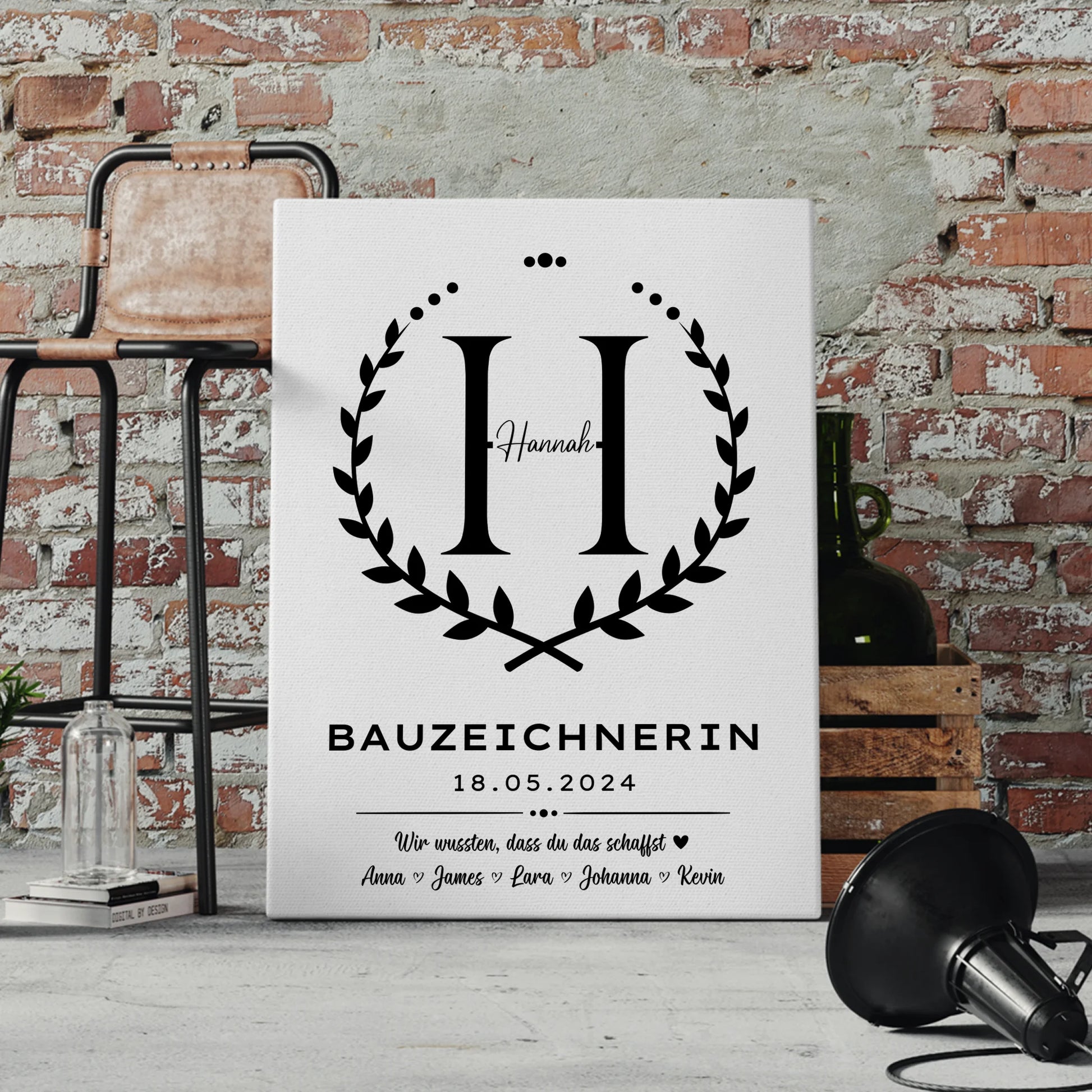 Ausbildungsabschluss Geschenk Bauzeichnerin Leinwand 4