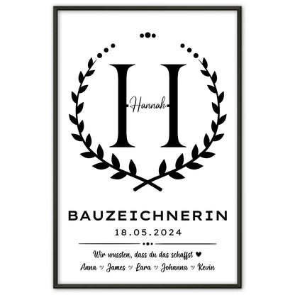 Ausbildungsabschluss Geschenk Bauzeichnerin Poster