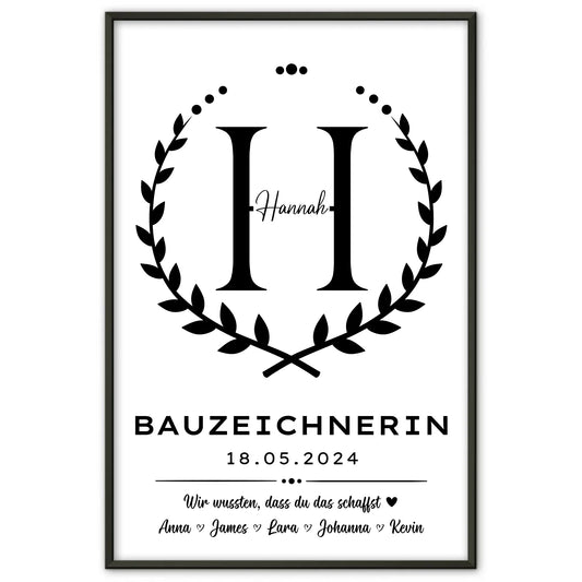 Ausbildungsabschluss Geschenk Bauzeichnerin Poster