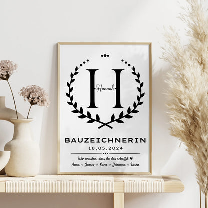 Ausbildungsabschluss Geschenk Bauzeichnerin Poster