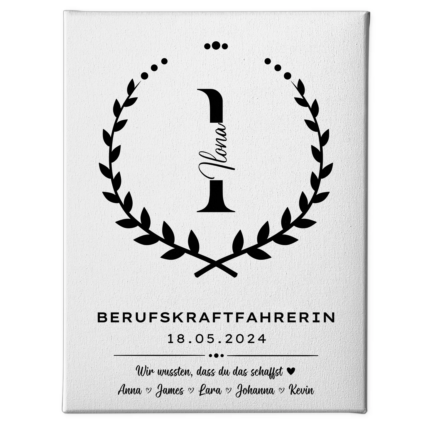 Geschenk Zum Abschluss Ausbildung Berufskraftfahrerin Leinwand 1