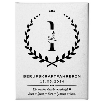 Geschenk Zum Abschluss Ausbildung Berufskraftfahrerin Leinwand 1
