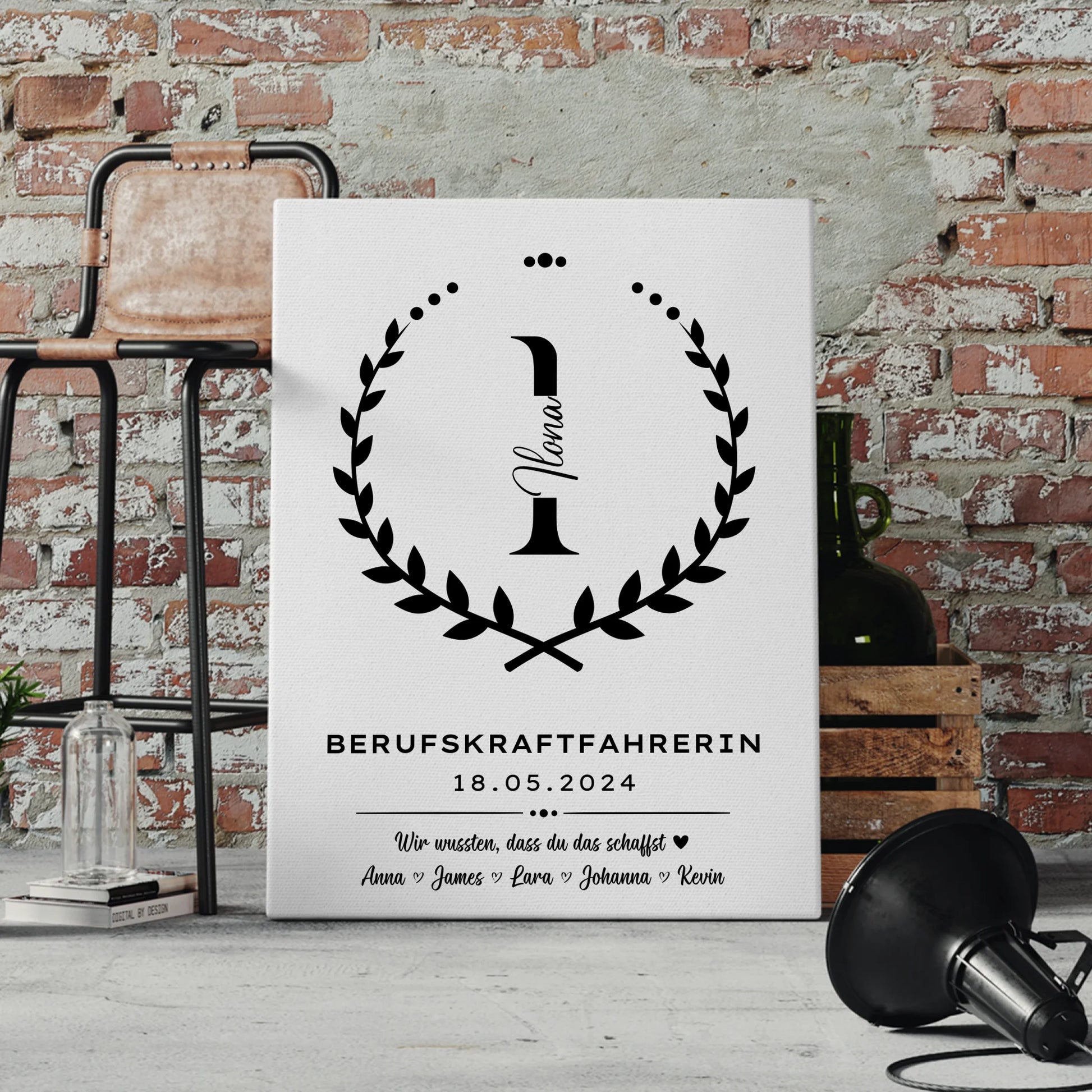Geschenk Zum Abschluss Ausbildung Berufskraftfahrerin Leinwand 4