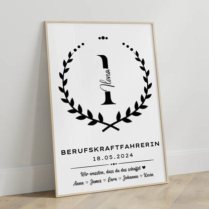 Geschenk Zum Abschluss Ausbildung Berufskraftfahrerin Poster