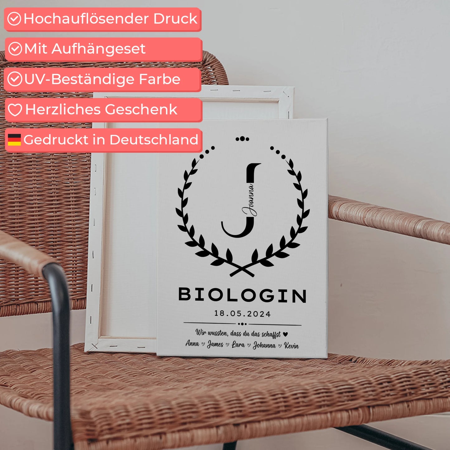 Geschenk Abschluss Ausbildung Biologin Leinwand 5