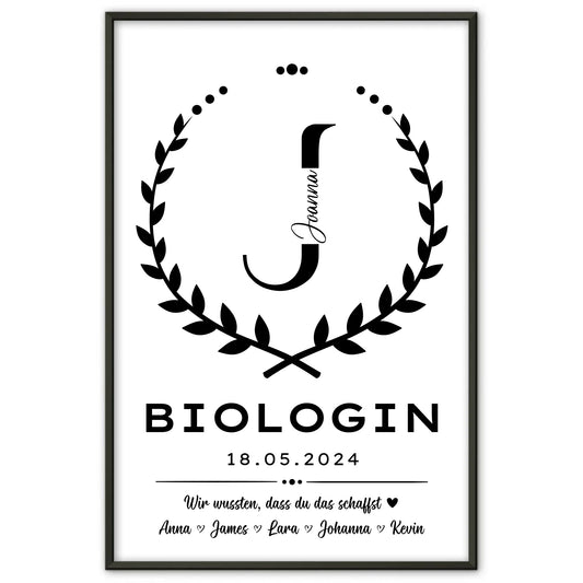 Geschenk Abschluss Ausbildung Poster fuer Biologin