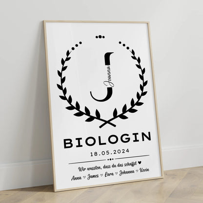Geschenk Abschluss Ausbildung Poster fuer Biologin
