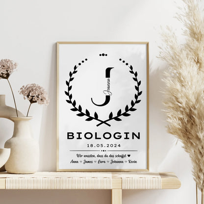 Geschenk Abschluss Ausbildung Poster fuer Biologin