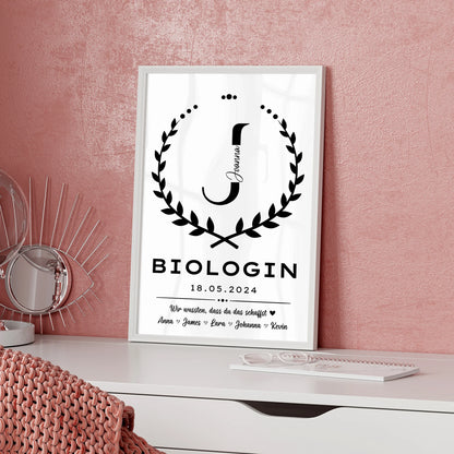 Geschenk Abschluss Ausbildung Poster fuer Biologin