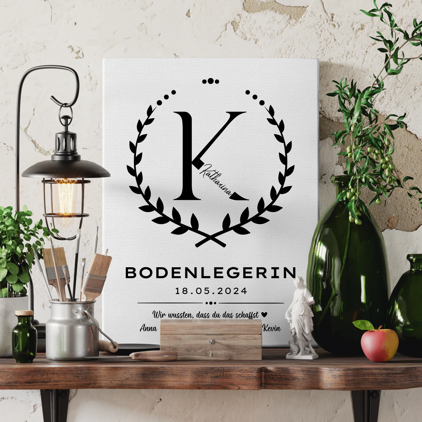 Ausbildungsabschluss Geschenk Bodenlegerin Leinwand 3