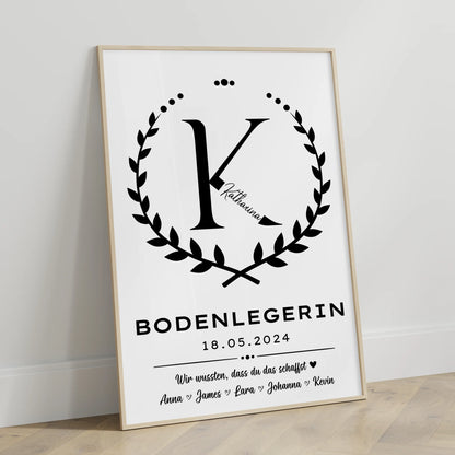 Poster Ausbildungsabschluss Geschenk Bodenlegerin mit Stil