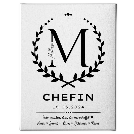 Geschenk Abschluss Ausbildung Chefin Leinwand 1