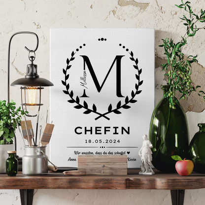 Geschenk Abschluss Ausbildung Chefin Leinwand 3