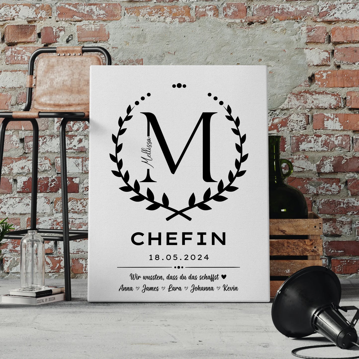 Geschenk Abschluss Ausbildung Chefin Leinwand 4