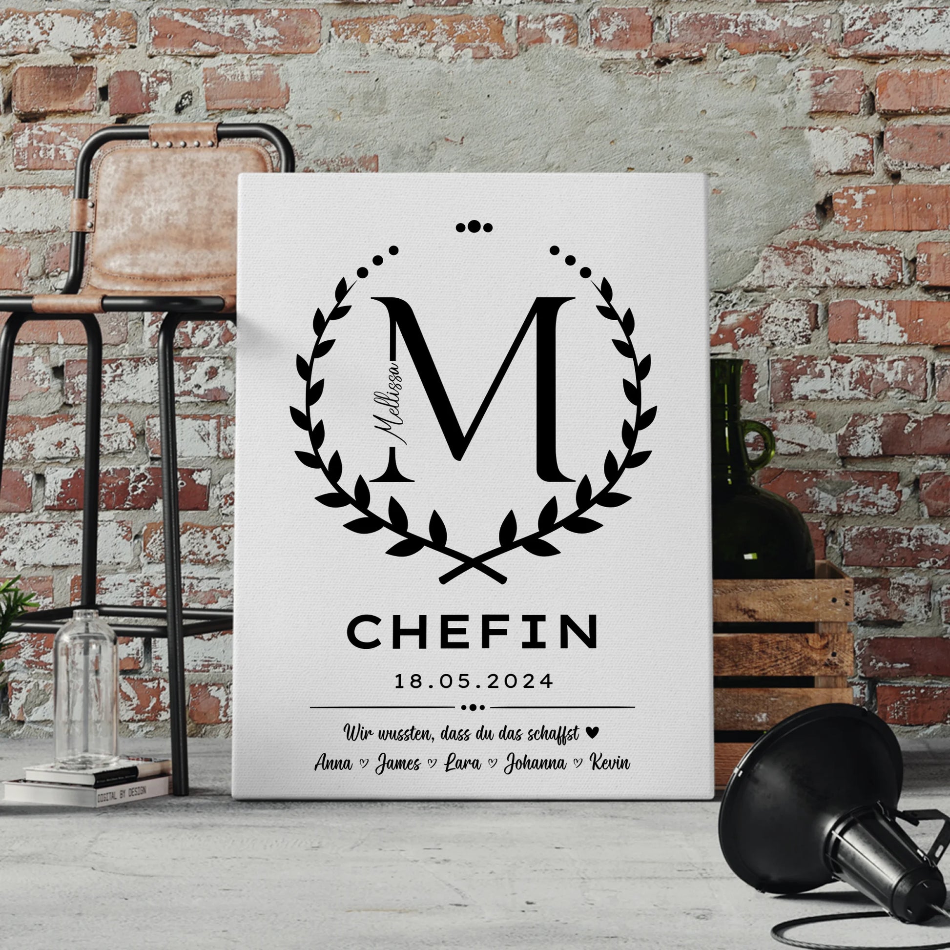 Geschenk Abschluss Ausbildung Chefin Leinwand 4