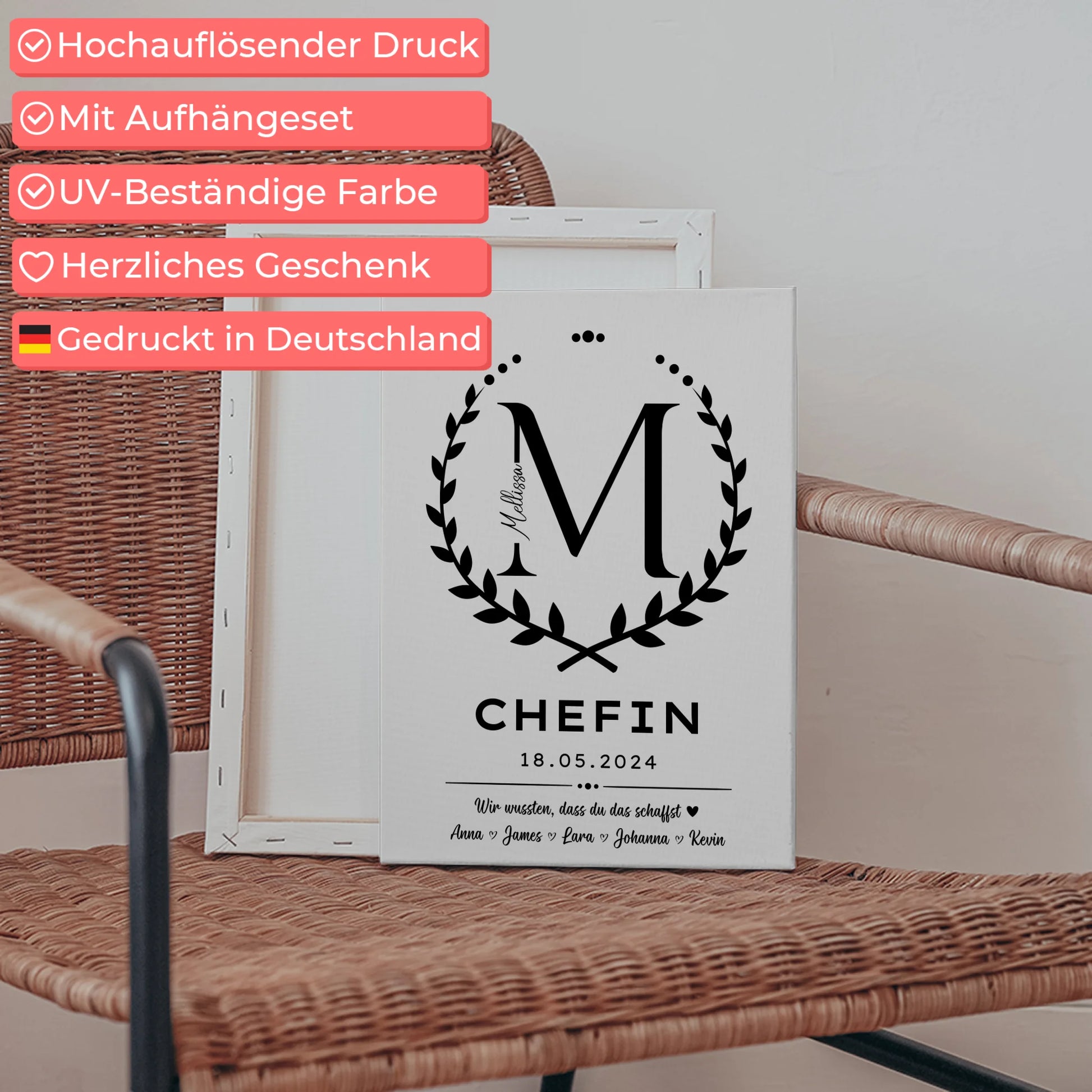 Geschenk Abschluss Ausbildung Chefin Leinwand 5