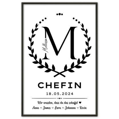 Geschenk Abschluss Ausbildung Chefin Poster individuell