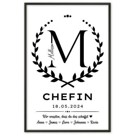 Geschenk Abschluss Ausbildung Chefin Poster individuell