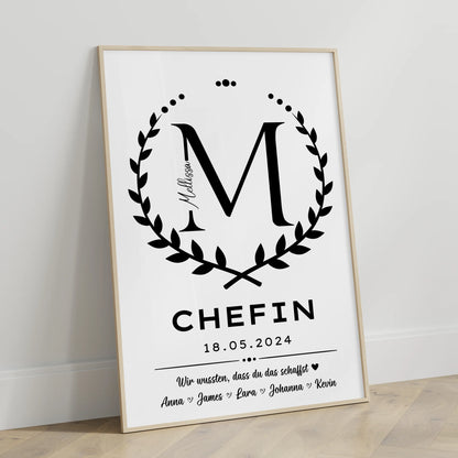 Geschenk Abschluss Ausbildung Chefin Poster individuell