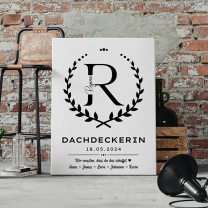 Geschenk Abschluss Ausbildung Dachdeckerin Leinwand 4