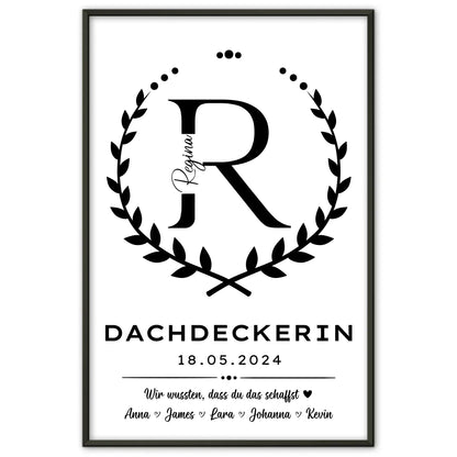 Geschenk Abschluss Ausbildung Poster fuer Dachdeckerin