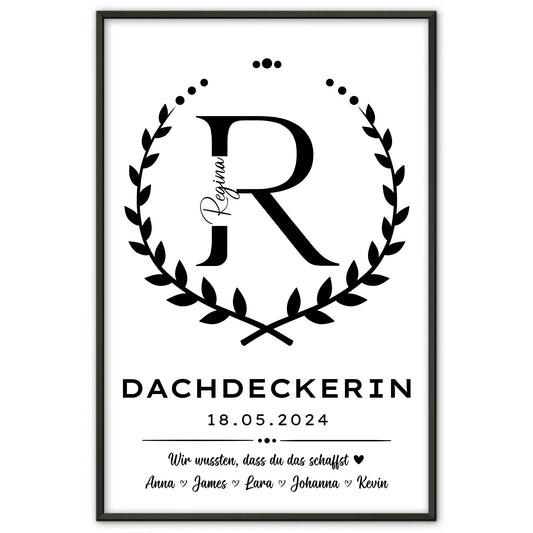 Geschenk Abschluss Ausbildung Poster fuer Dachdeckerin