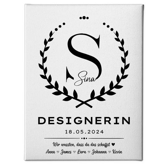 Ausbildungsabschluss Geschenk Designerin Leinwand 1