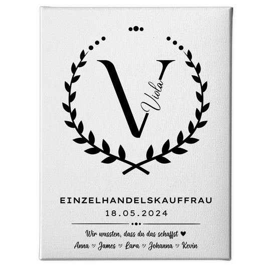 Ausbildungsabschluss Geschenk Einzelhandelskauffrau Leinwand 1