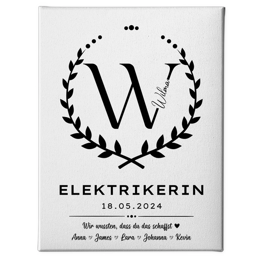 Geschenk Zum Abschluss Ausbildung Elektrikerin Leinwand 1